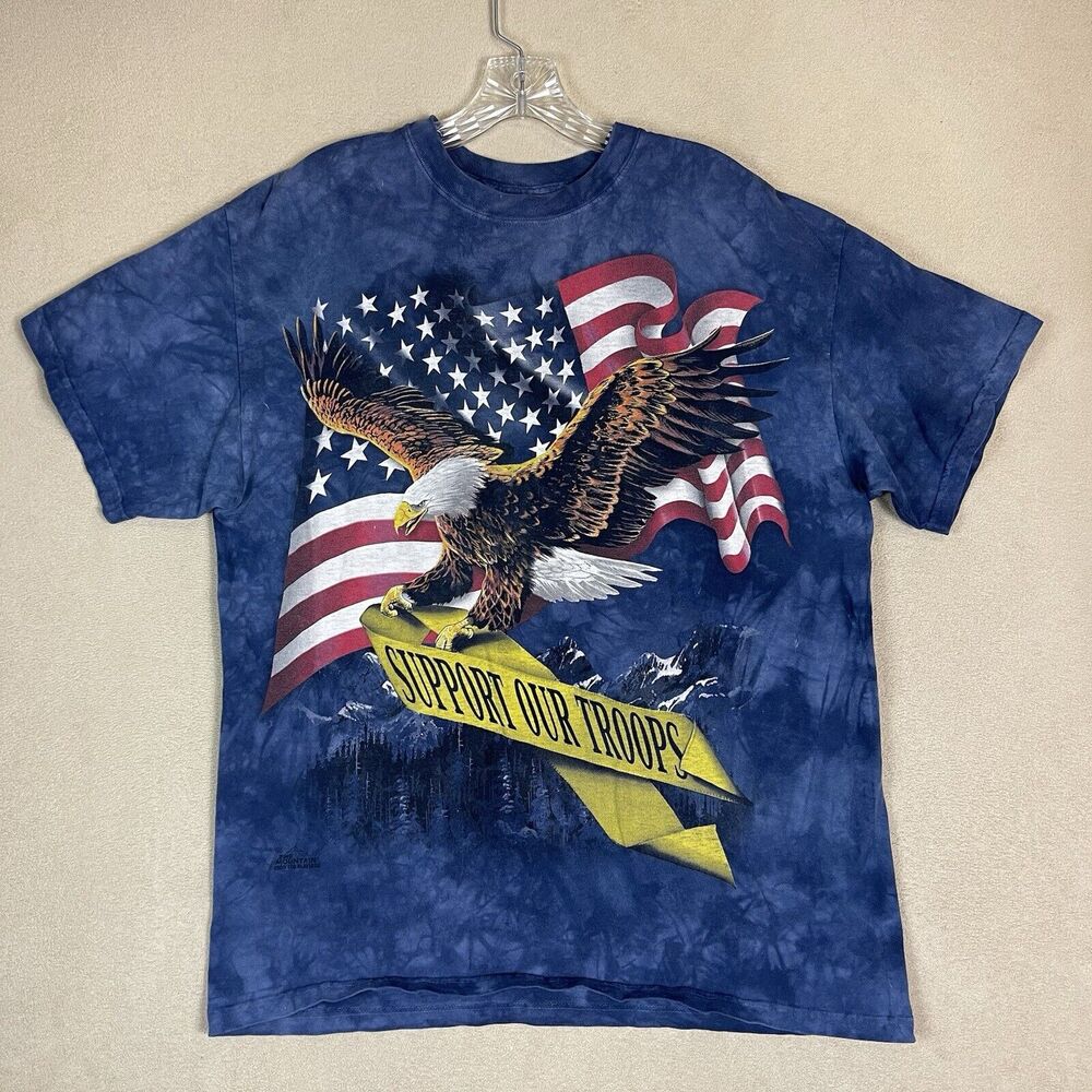 The Mountain Shirt Mens Small Blue Support Our Troops Graphic Print Vintage 2005